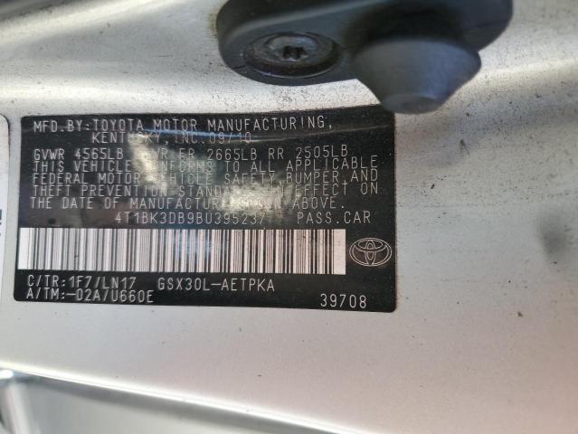 4T1BK3DB9BU395237 - 2011 TOYOTA AVALON BASE SILVER photo 12