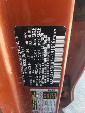 5XYZTDLB7HG391866 - 2017 HYUNDAI SANTA FE S ნარინჯისფერი ფოტო 13