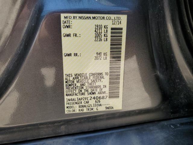 1N4AL3AP2FC240687 - 2015 NISSAN ALTIMA 2.5 GRAY photo 12