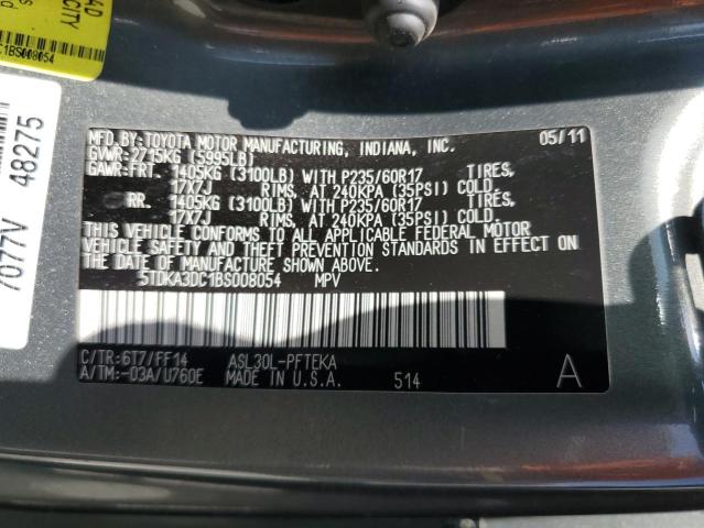 5TDKA3DC1BS008054 - 2011 TOYOTA SIENNA BASE GRAY photo 13