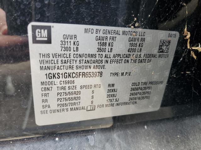 1GKS1GKC6FR653978 - 2015 GMC YUKON XL C1500 SLE BLACK photo 13