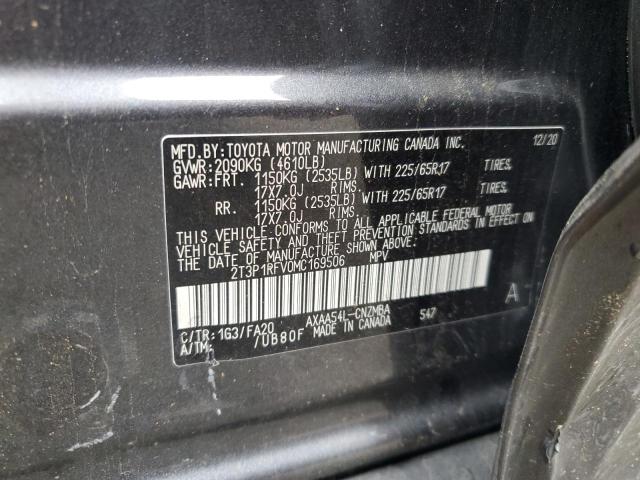 2T3P1RFV0MC169506 - 2021 TOYOTA RAV4 XLE GRAY photo 13