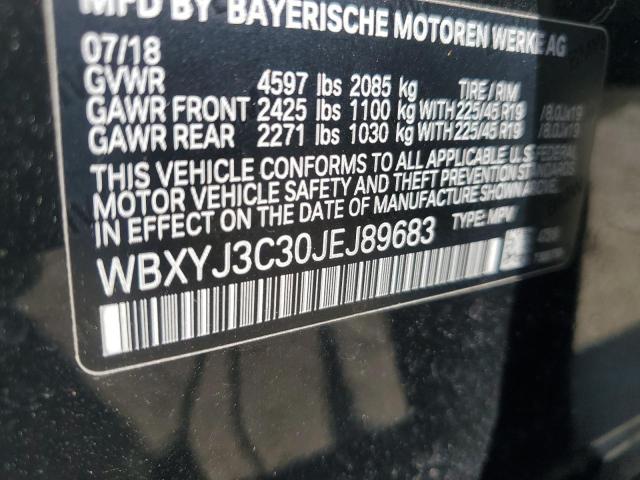 WBXYJ3C30JEJ89683 - 2018 BMW X2 SDRIVE28I BLACK photo 12