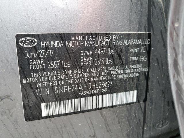 5NPE24AF1JH623223 - 2018 HYUNDAI SONATA SE GRAY photo 12