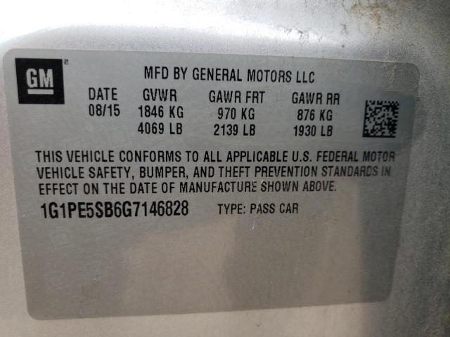 1G1PE5SB6G7146828 - 2016 CHEVROLET CRUZE LIMI LT SILVER photo 12