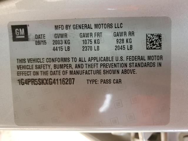 1G4PR5SKXG4116207 - 2016 BUICK VERANO CONVENIENCE SILVER photo 12