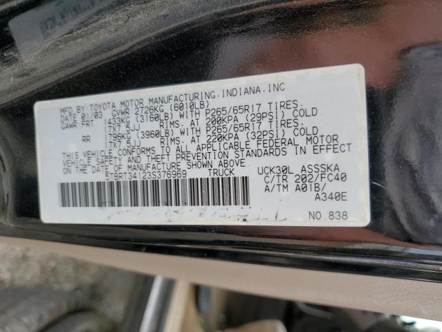 5TBRT34123S376969 - 2003 TOYOTA TUNDRA ACCESS CAB SR5 BLACK photo 13