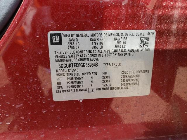 3GCUKTEC8GG369548 - 2016 CHEVROLET SILVERADO K1500 HIGH COUNTRY RED photo 12