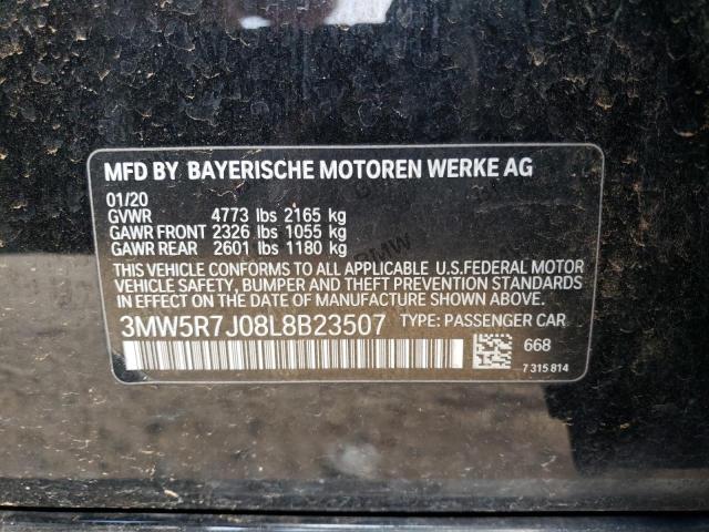 3MW5R7J08L8B23507 - 2020 BMW 330XI BLACK photo 12