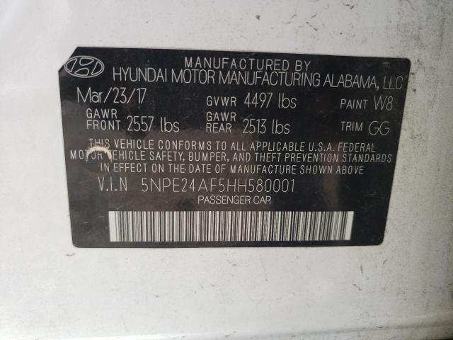 5NPE24AF5HH580001 - 2017 HYUNDAI SONATA SE WHITE photo 12