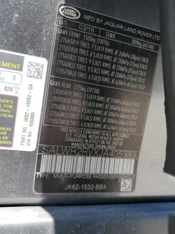 SALWR2RVXJA405989 - 2018 LAND ROVER RANGE ROVE HSE CHARCOAL photo 12