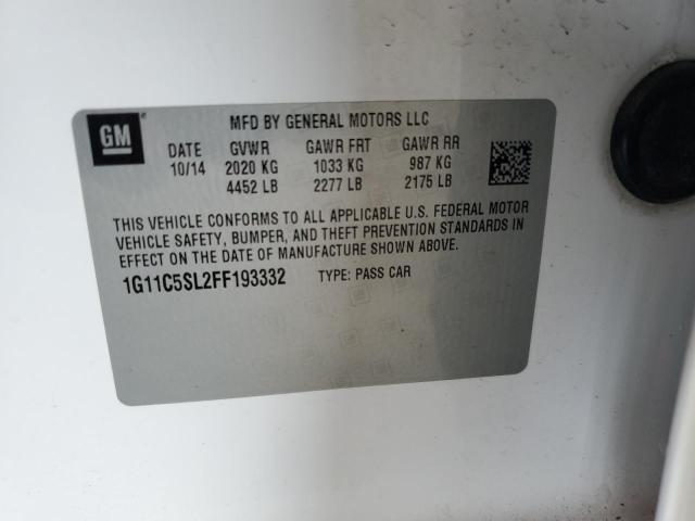 1G11C5SL2FF193332 - 2015 CHEVROLET MALIBU 1LT 白色 照片 12