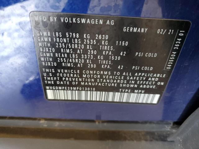 WVGDMPE29MP013010 - 2021 VOLKSWAGEN ID.4 FIRST EDITION BLUE photo 13