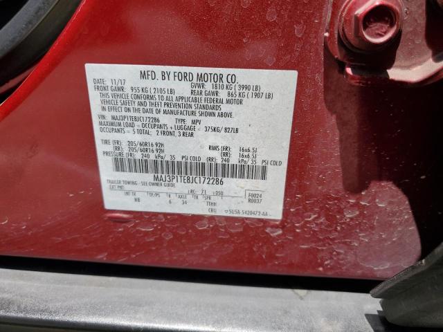 MAJ3P1TE8JC172286 - 2018 FORD ECOSPORT SE RED photo 12