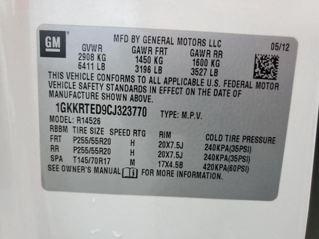 1GKKRTED9CJ323770 - 2012 GMC ACADIA DENALI WHITE photo 13