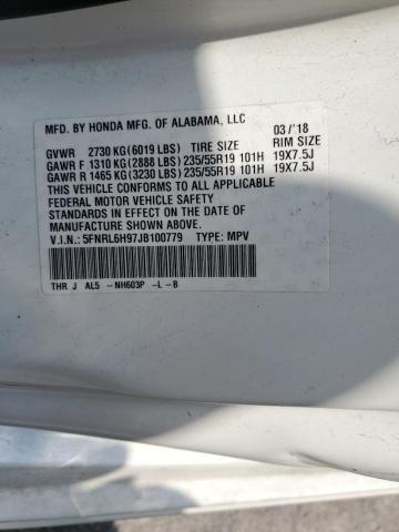 5FNRL6H97JB100779 - 2018 HONDA ODYSSEY ELITE WHITE photo 13