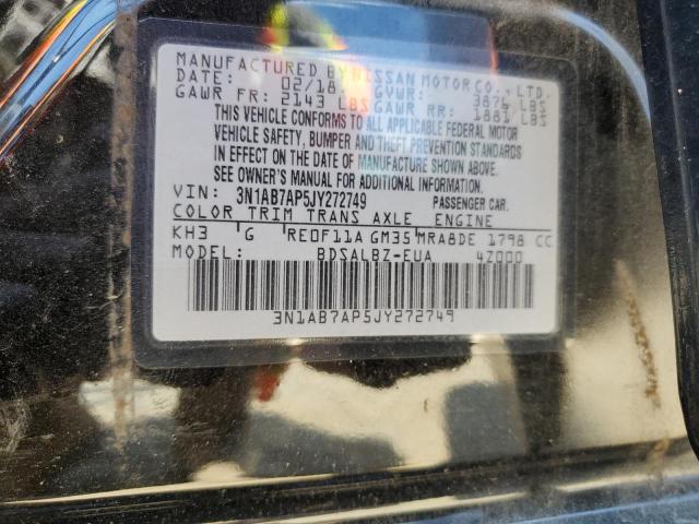 3N1AB7AP5JY272749 - 2018 NISSAN SENTRA S BLACK photo 12