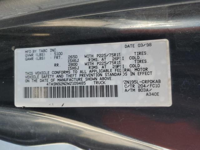 4TASN92N2WZ109485 - 1998 TOYOTA TACOMA XTRACAB PRERUNNER შავი ფოტო 12
