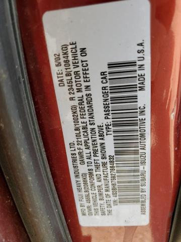 4S3BH675927664832 - 2002 SUBARU LEGACY OUTBACK AWP 栗色 照片 12