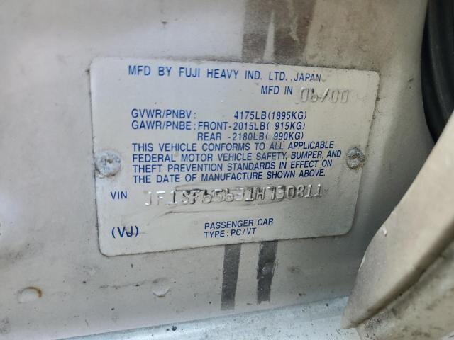 JF1SF65631H730811 - 2001 SUBARU FORESTER S ვერცხლისფერი ფოტო 13