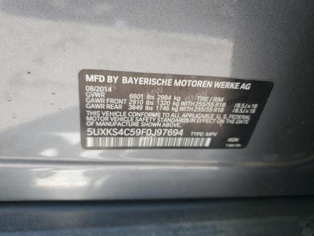 5UXKS4C59F0J97694 - 2015 BMW X5 XDRIVE35D GRAY photo 12