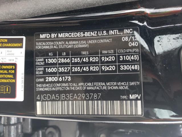 4JGDA5JB3EA293787 - 2014 MERCEDES-BENZ ML 350 BLACK photo 13