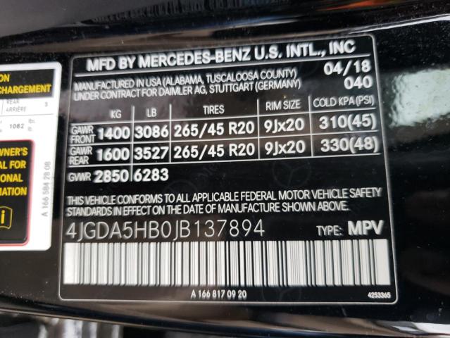 4JGDA5HB0JB137894 - 2018 MERCEDES-BENZ GLE 350 4MATIC BLACK photo 12