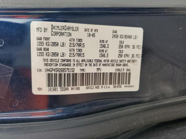 1A4GP45R26B575152 - 2006 CHRYSLER TOWN & COU ლურჯი ფოტო 13