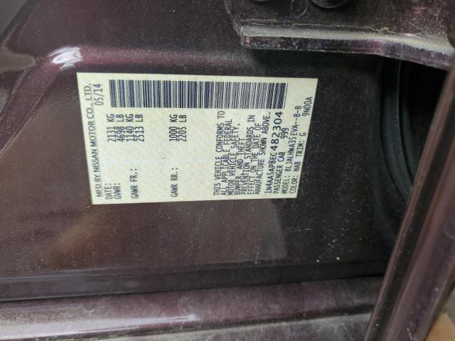 1N4AA5AP8EC482304 - 2014 NISSAN MAXIMA S BURGUNDY photo 12