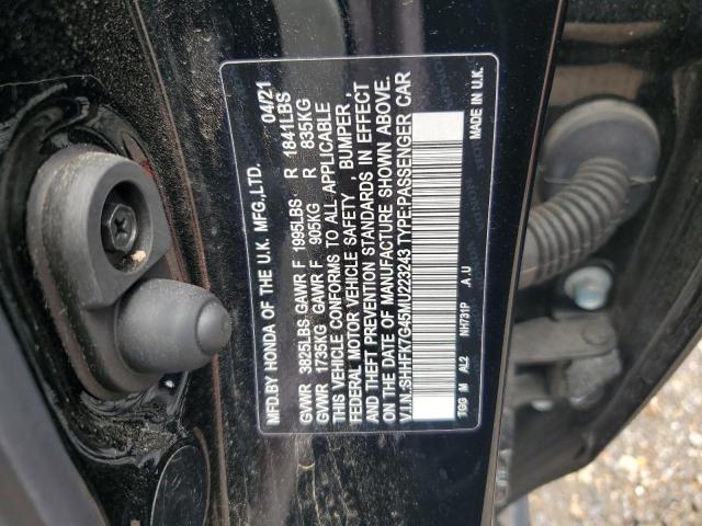 SHHFK7G45MU223243 - 2021 HONDA CIVIC SPORT 黑色 照片 12