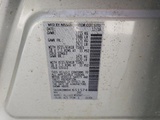 5N1DR2MM6HC651574 - 2017 NISSAN PATHFINDER S SILVER photo 13