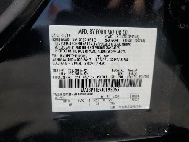 MAJ3P1TE9JC193065 - 2018 FORD ECOSPORT SE Қара фото 14