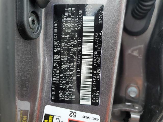 4T1G11AK4PU102112 - 2023 TOYOTA CAMRY SE NIGHT SHADE GRAY photo 12