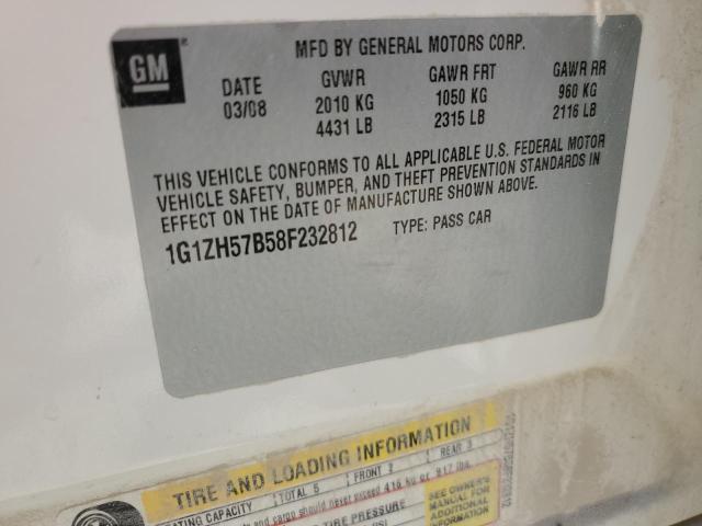 1G1ZH57B58F232812 - 2008 CHEVROLET MALIBU 1LT 白色 照片 12