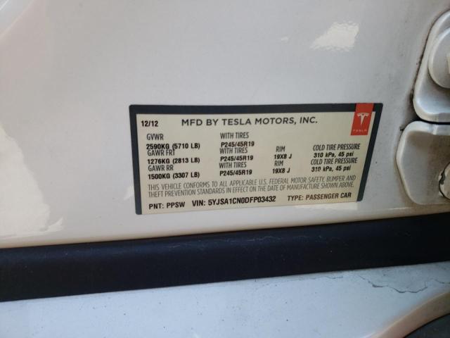 5YJSA1CN0DFP03432 - 2013 TESLA MODEL S WHITE photo 12