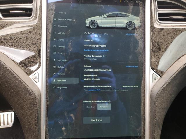 5YJSA1CP3DFP27631 - 2013 TESLA MODEL S 银色 照片 9