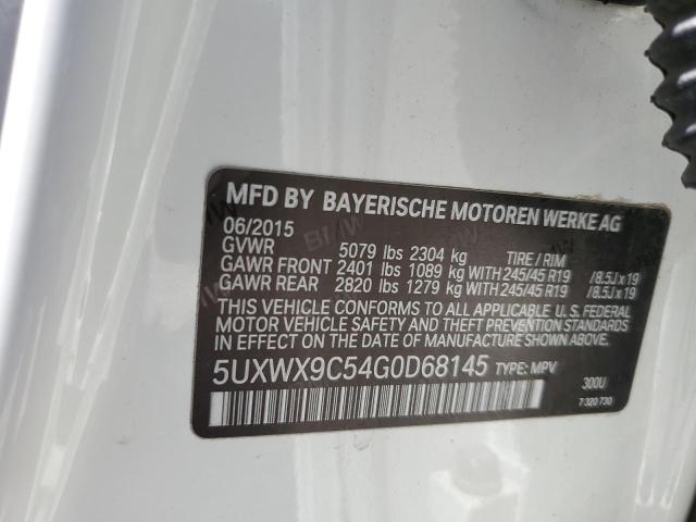 5UXWX9C54G0D68145 - 2016 BMW X3 XDRIVE28I WHITE photo 12