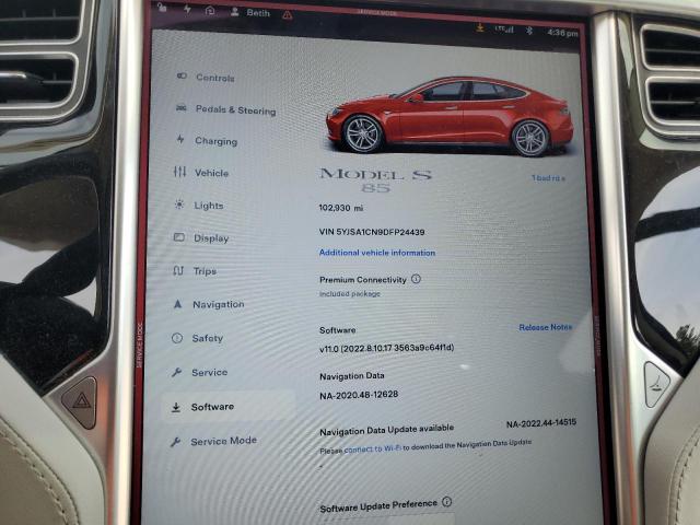 5YJSA1CN9DFP24439 - 2013 TESLA MODEL S წითელი ფოტო 9