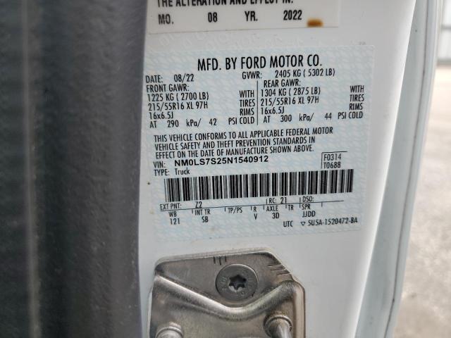 NM0LS7S25N1540912 - 2022 FORD TRANSIT CO XL WHITE photo 13