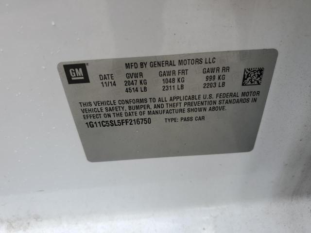 1G11C5SL5FF216750 - 2015 CHEVROLET MALIBU 1LT WHITE photo 12