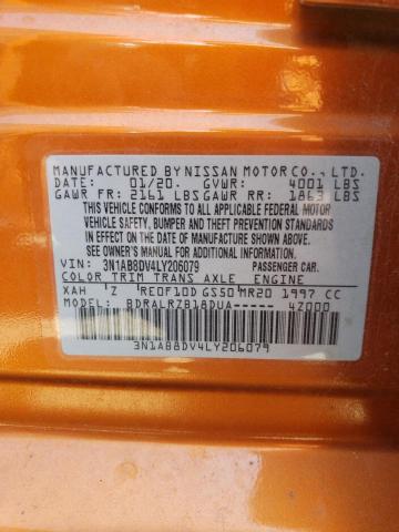 3N1AB8DV4LY206079 - 2020 NISSAN SENTRA SR ORANGE photo 12