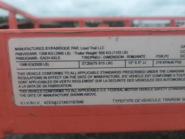 4ZESA121XK1187046 - 2019 UTILITY TRAILER Qırmızı foto 9