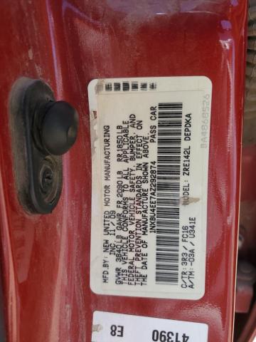 1NXBU4EE7AZ292874 - 2010 TOYOTA COROLLA BASE RED photo 12