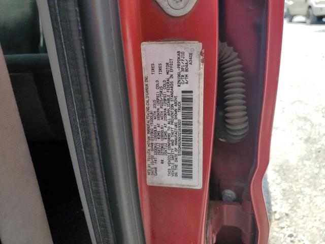 5TEGM92NX3Z169303 - 2003 TOYOTA TACOMA DOUBLE CAB PRERUNNER RED photo 12