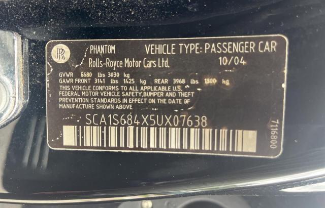 SCA1S684X5UX07638 - 2005 ROLLS-ROYCE PHANTOM أسود صورة 10