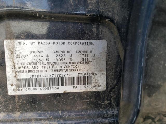 JM1BK34LX71722279 - 2007 MAZDA SPEED 3 შავი ფოტო 12