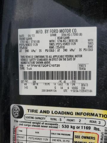 1FTFW1ET2DFC10720 - 2013 FORD F150 SUPERCREW BLACK photo 12