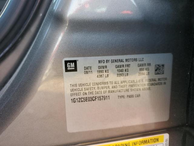 1G1ZC5E03CF157911 - 2012 CHEVROLET MALIBU 1LT ნაცრისფერი ფოტო 12