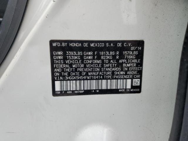 3HGGK5H54FM716414 - 2015 HONDA FIT LX WHITE photo 12