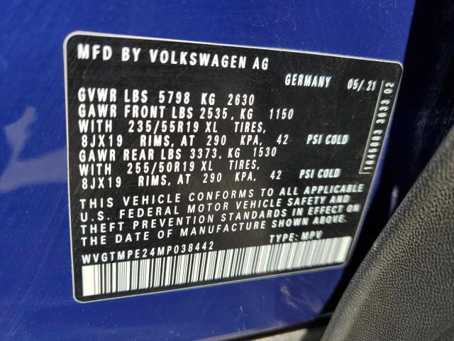 WVGTMPE24MP038442 - 2021 VOLKSWAGEN ID.4 PRO S ლურჯი ფოტო 13